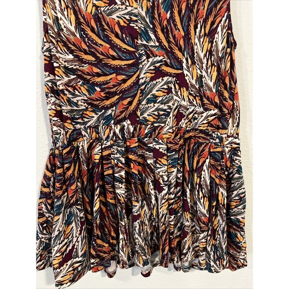 Deletta Corbara Peplum Tank Top Pleated Size Small Anthropologie Feather Print - Picture 10 of 13